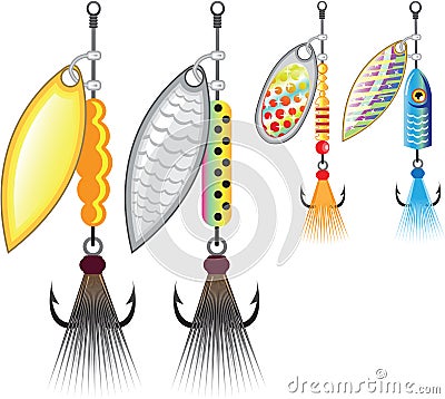 Set of spinners fishing lures vector illustration Vector Illustration