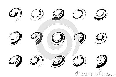 Set of Spiral Design Elements. Abstract Whirl Icons Vector Illustration