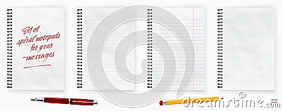 Set of spiral notepads for your message Vector Illustration