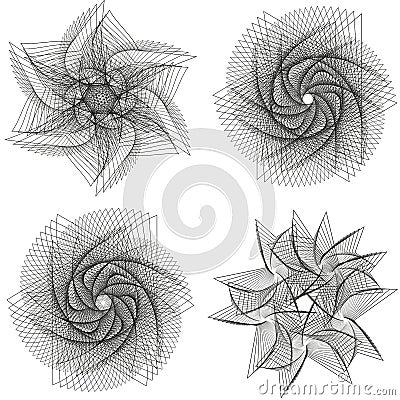 Set of spirograph elements. Collection of abstract shapes for design. Vector illustration. Vector Illustration
