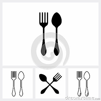 Set of spoon and fork icon. simple flat vector illustration Vector Illustration