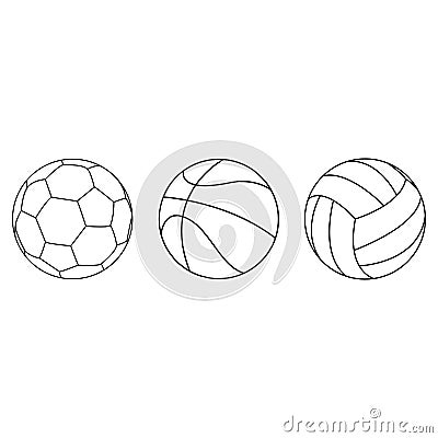 Set of sport ball vector collection isoated on white background. Vector illustration Cartoon Illustration