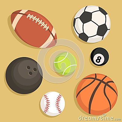 Set Sport Balls Vector Vector Illustration