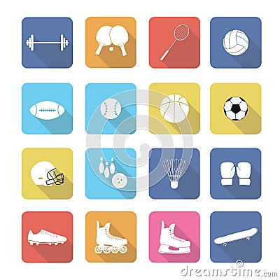 Set of sport icons in flat design Vector Illustration