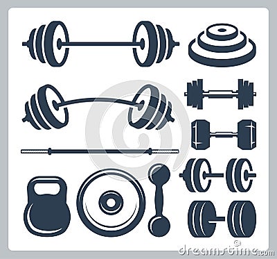 Set of sport weights for bodybuilding, fitness etc Vector Illustration
