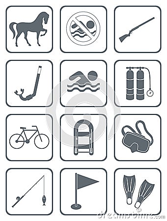 Set of sports equipment icons Vector Illustration