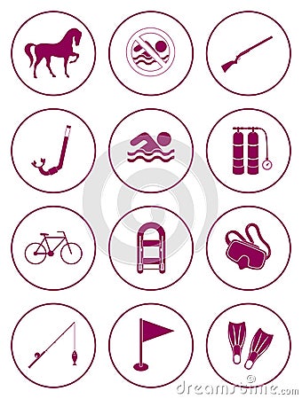 Set of sports equipment icons Vector Illustration