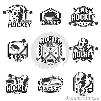 Set of sports logos for hockey. Vector Illustration