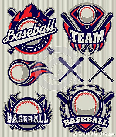 Set sports template with ball and bats for baseball Vector Illustration