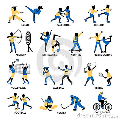 Set Of Sportsmen Silhouettes Vector Illustration
