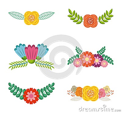 Set of spring typographic badges floral labels Vector Illustration