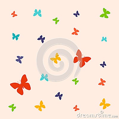 Set of spring vector drawings of butterflies Stock Photo
