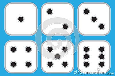 Set of 6 square flat dices Vector Illustration