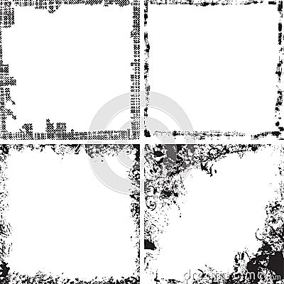 Set of square grunge frames. Vector Illustration