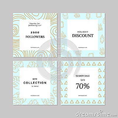 Set of 4 square banners Stock Photo