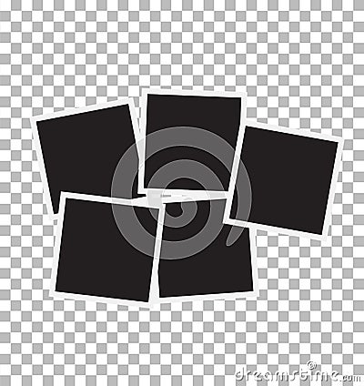 Set of square photo frames on transparent background. template design. empty photo frame with white border and black rectangle Stock Photo