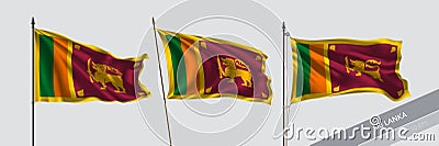 Set of Sri Lanka waving flag on isolated background vector illustration Vector Illustration