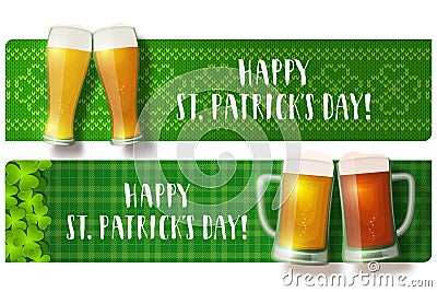 Set of St. Patrick`s day lettering banners Vector Illustration