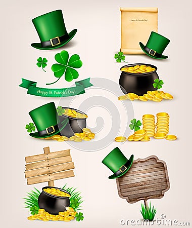Set of St. Patrick's Day related icons. Vector Illustration