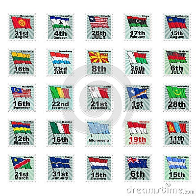 Set of stamps Stock Photo
