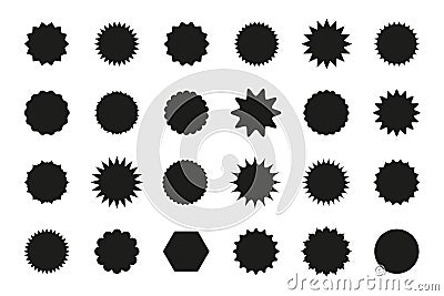 Set of star burst stickers. Vector starburst price tag icon. Set badge shape. Isolated sale promo pricetags Vector Illustration