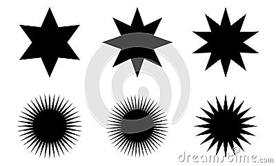 Set Of Star Vector Shapes. Vector Illustration