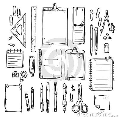 Set of stationery drawings Vector Illustration