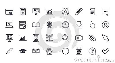 Set of Statistics, Education and Study icons. Vector Illustration