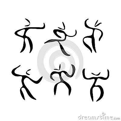 Set stick men, dynamic position icon. Figures, standing posture symbol, sign. Pictogram isolated on white background. Persons Vector Illustration