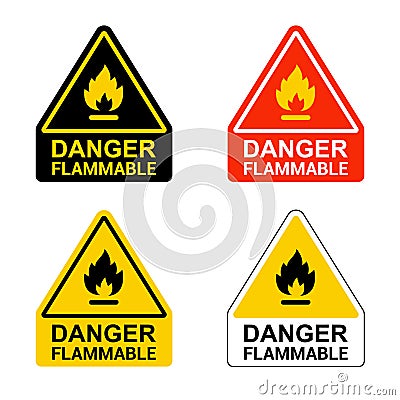 Set of stickers caution flammable. flat vector Vector Illustration