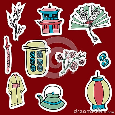 Set of stickers and patches. Vector Illustration