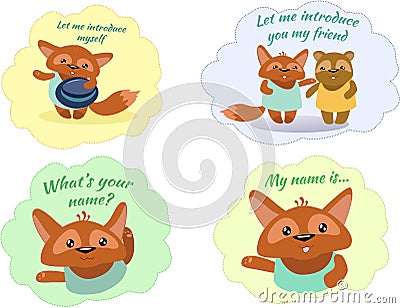 Set stickers Tonny Communication Let me introduce Vector Illustration