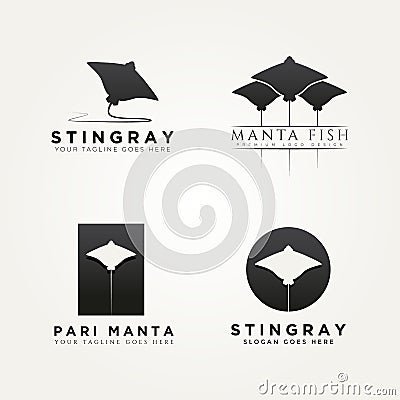 Set of stingray manta fish icon logo illustration Vector Illustration