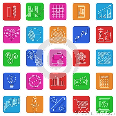 Set of stock forex icons. Finance investing icon. Vector Illustration