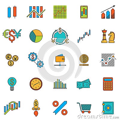 Set of stock forex icons. Finance investing icon. Vector Illustration