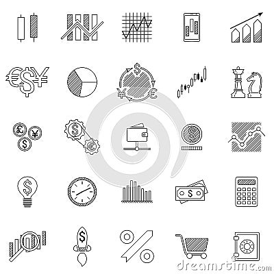 Set of stock forex icons. Finance investing icon. Vector Illustration