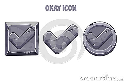 Set of stone icons okay for the menu. Vector Illustration