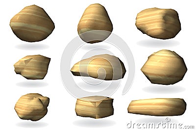 Set stones, boulders isolated on white background. Elements for decor, design, decoration Vector Illustration