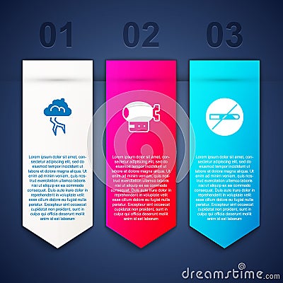 Set Storm, Airship and No Smoking. Business infographic template. Vector Vector Illustration
