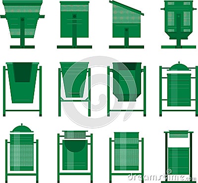 Set of street bins Vector Illustration