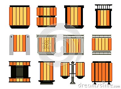 Set of street bins Vector Illustration