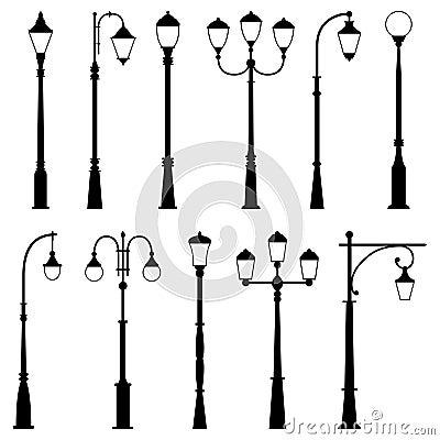 Set of street lamps, vector illustration Vector Illustration