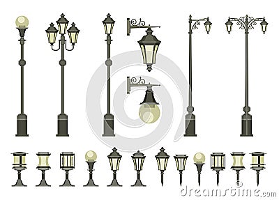 Set of street lamps Vector Illustration