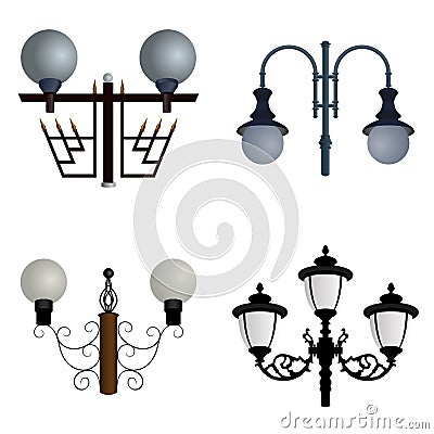 Set of street lights Vector Illustration