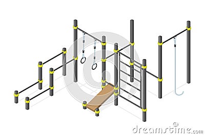 Set of street workout area elements. Vector Illustration