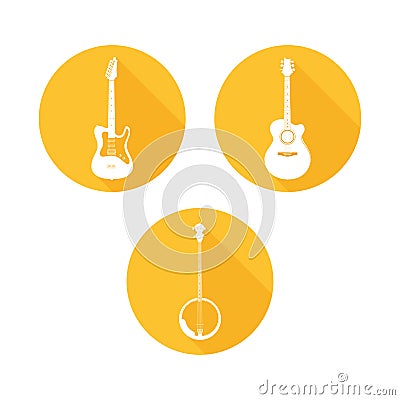 Set of Stringed Musical Instruments Vector Illustration