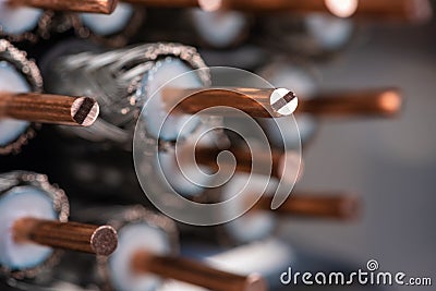 Set of stripped high frequency coaxial cable Stock Photo