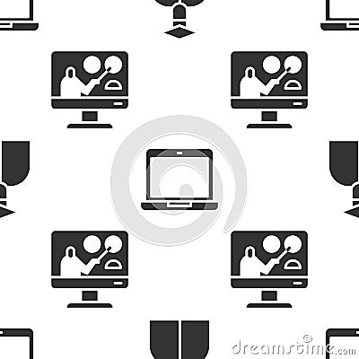 Set Student, Laptop and Online education on seamless pattern. Vector Vector Illustration