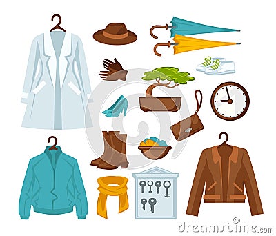 Set of stylish female clothes Vector Illustration