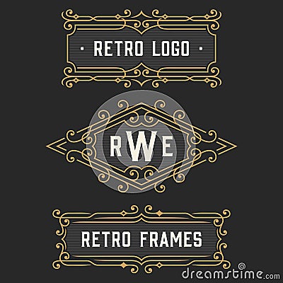 The set of stylish retro logo and emblem templates. Stock . Vector Illustration